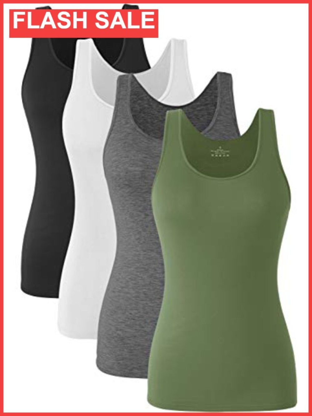 Women's Modal Spandex Tank Tops Scoop Neck Sleeveless 4-Pack